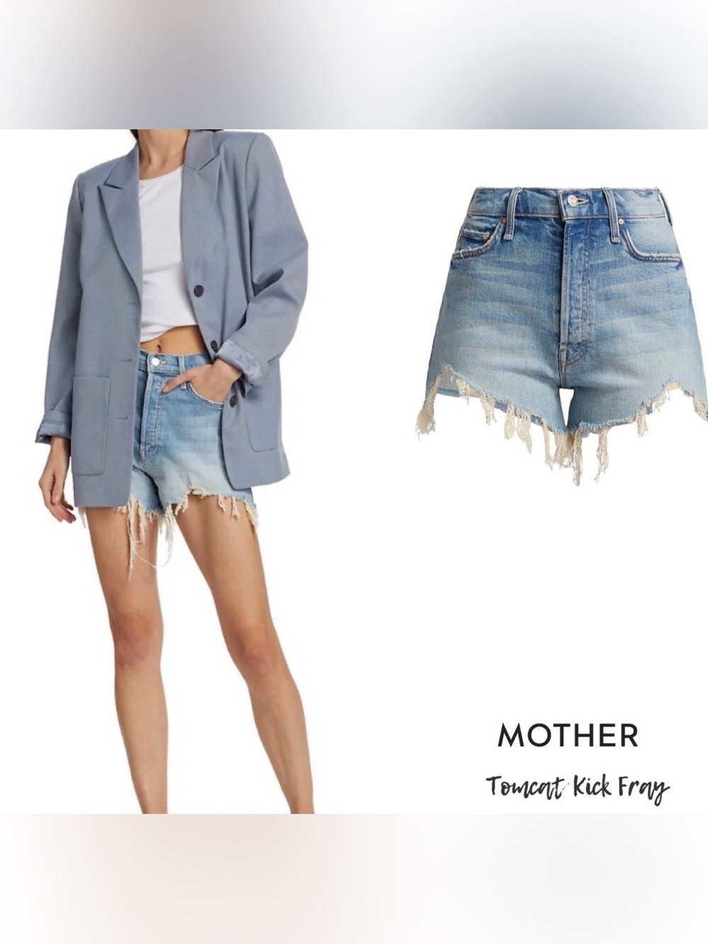 MOTHER Ultra High Waisted Tomcat Fray Denim Shorts - color: I Confess - Picture 4 of 11